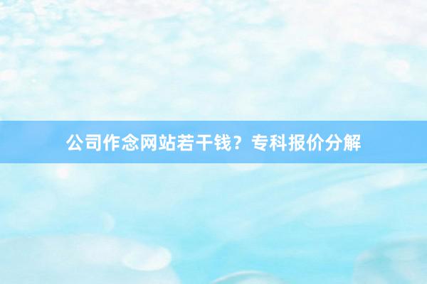 公司作念网站若干钱?专科报价分解